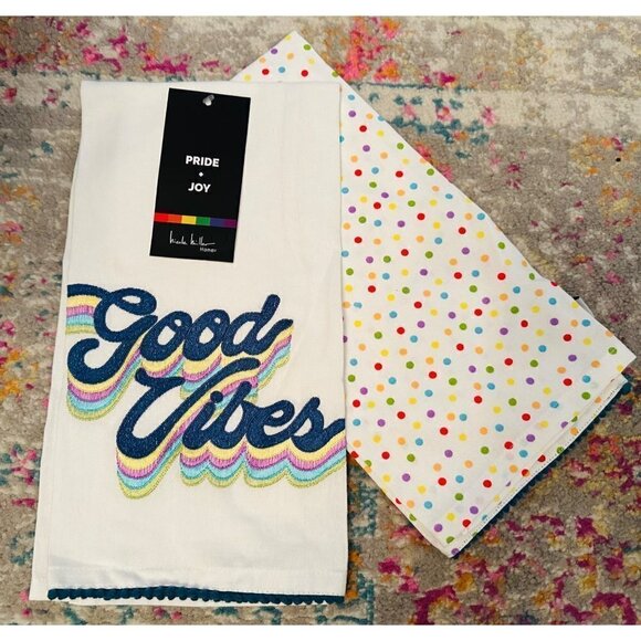 Pride + Joy Good Vibes Kitchen Towels - Set of 2 - Picture 1 of 4